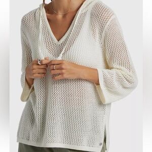Roxy After Beach Break Open Knit Relaxed Fit Ivory Hoodie M NWT